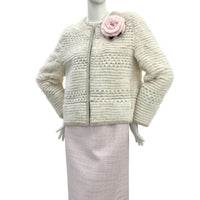 Mink collarless Knit Jacket