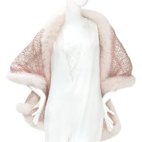Fox Fur Trim Lace Stole - ROSE GOLD