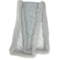 Fox Fur Trim Lace Stole - GREY