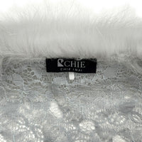 Fox Fur Trim Lace Stole - GREY