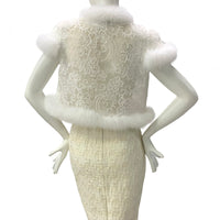 Fox Fur-Trim Lace Bolero - White Dance