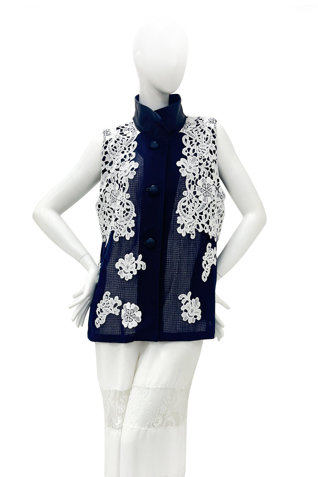  MESH de CHIE Cotton Mesh Stand Collar Vest