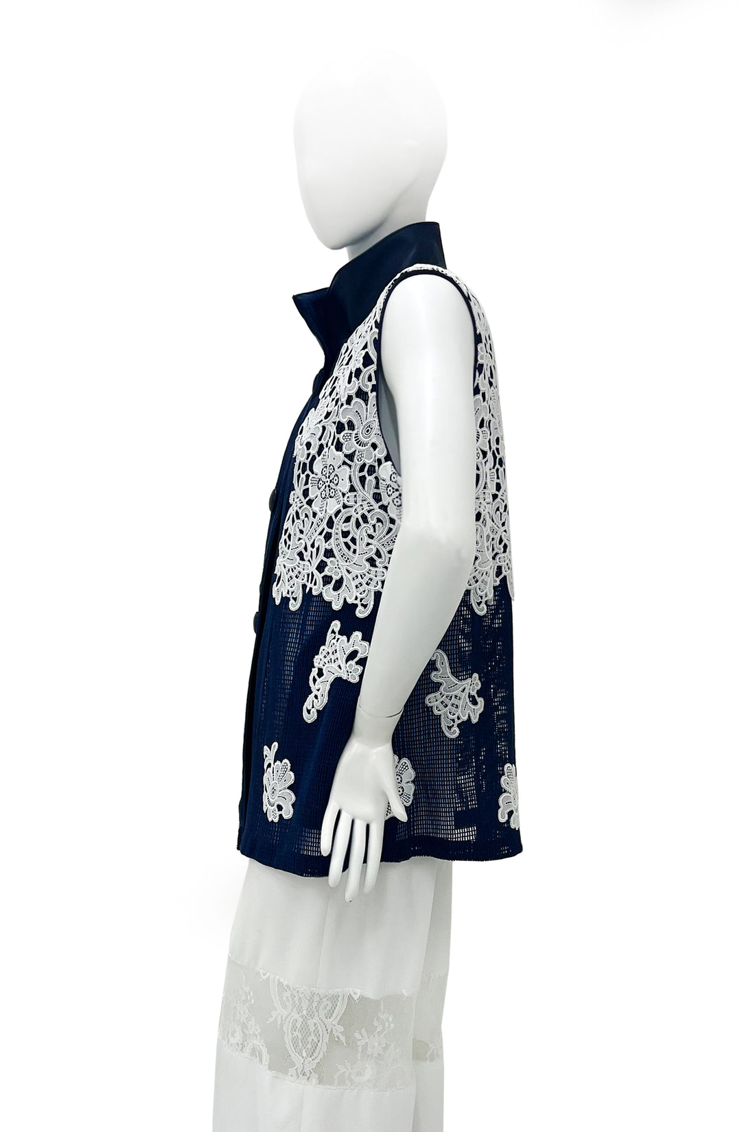  MESH de CHIE Cotton Mesh Stand Collar Vest