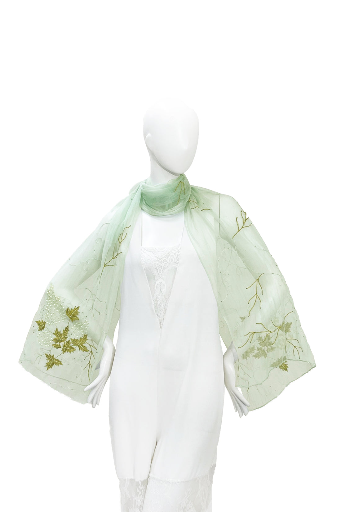  CHIE IMAI Scarf Collection - Pearl Of India "Mint Green"