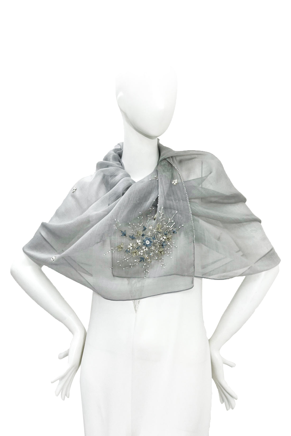 CHIE IMAI Scarf Collection - Pearl Of India "Grey"