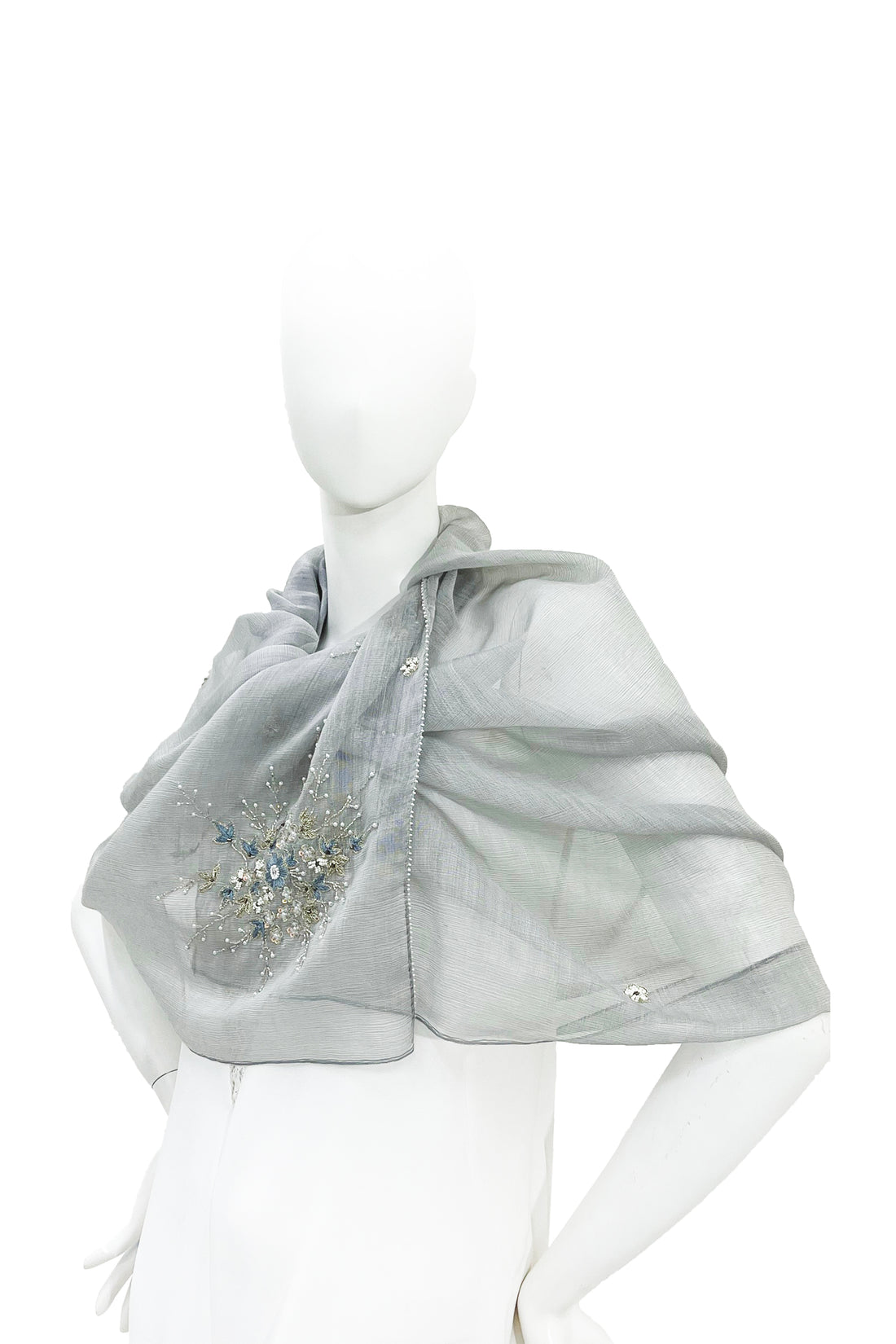  CHIE IMAI Scarf Collection - Pearl Of India "Grey"