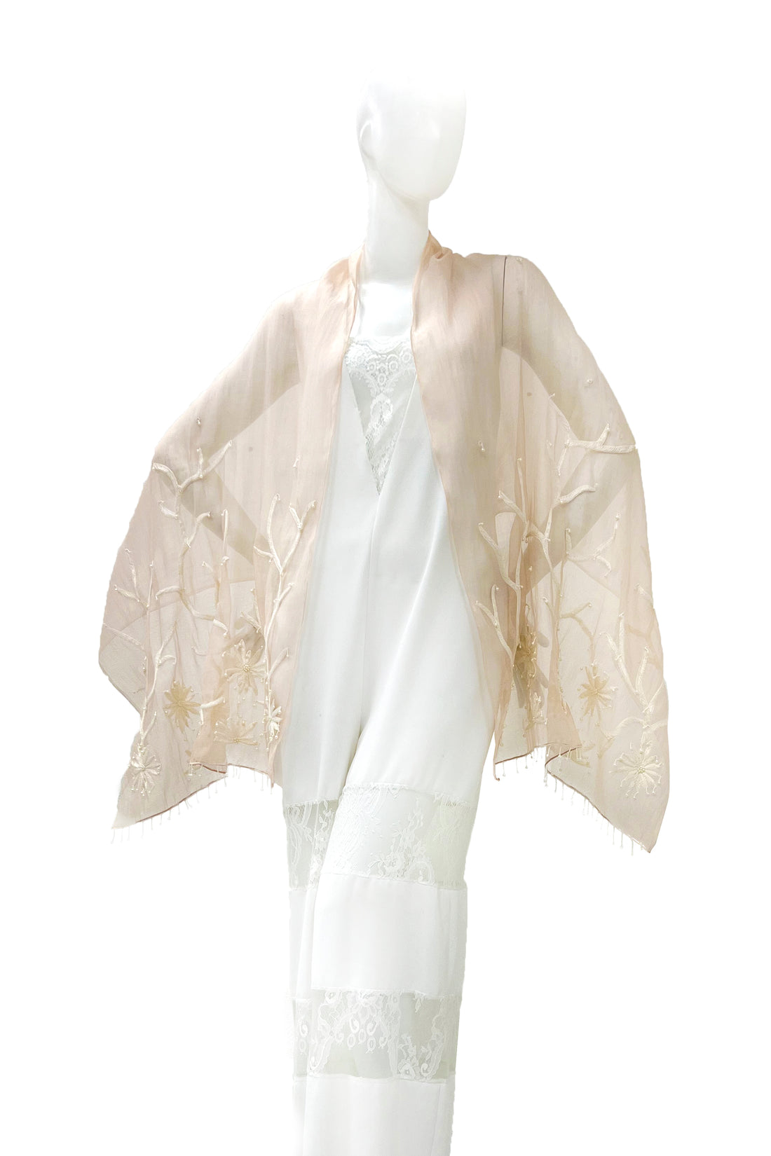  CHIE IMAI Scarf Collection - Pearl Of India "Beige / White"