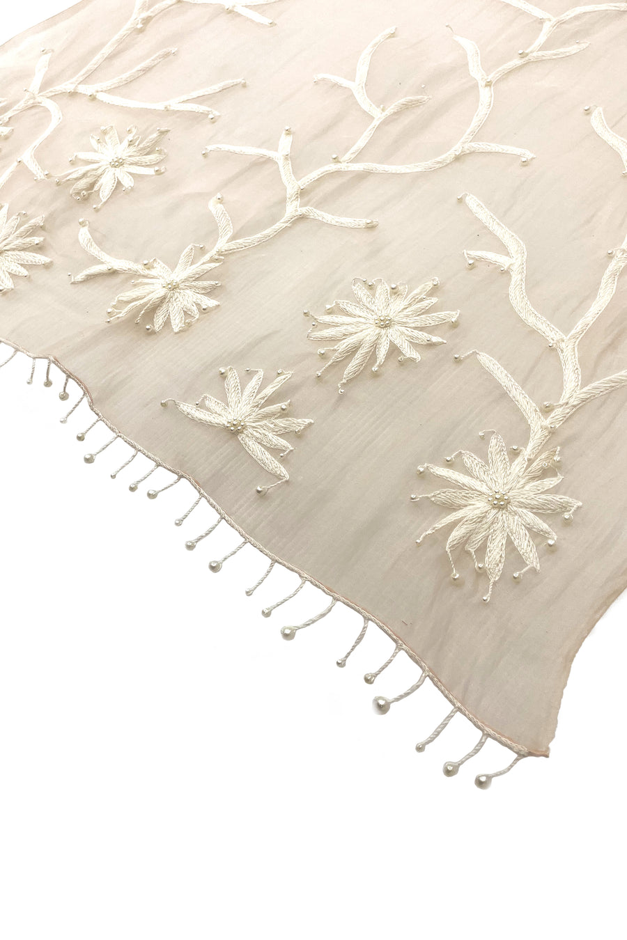  CHIE IMAI Scarf Collection - Pearl Of India "Beige / White"