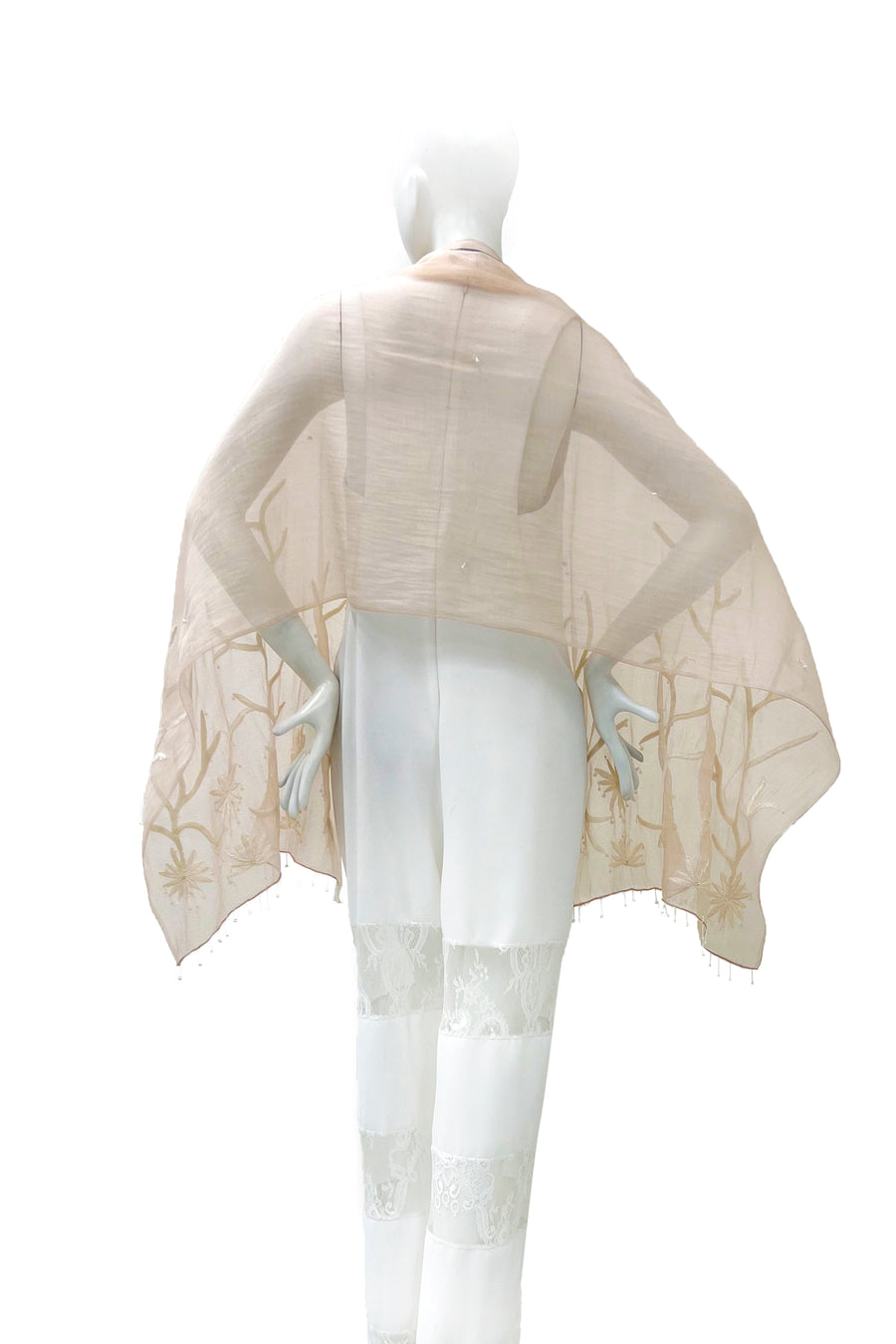 CHIE IMAI Scarf Collection - Pearl Of India "Beige / White"