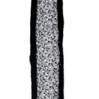Fox Fur Trim Lace Stole - BLACK & WHITE