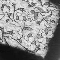 Fox Fur Trim Lace Stole - BLACK & WHITE