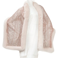 Fox Fur Trim Lace Stole - ROSE GOLD
