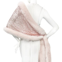 Fox Fur Trim Lace Stole - ROSE GOLD
