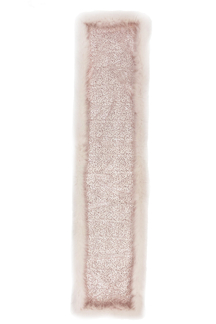 Fox Fur Trim Lace Stole - ROSE GOLD