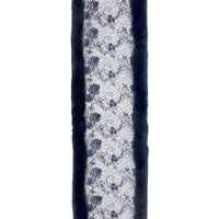 Fox Fur Trim Lace Stole - Navy Blue