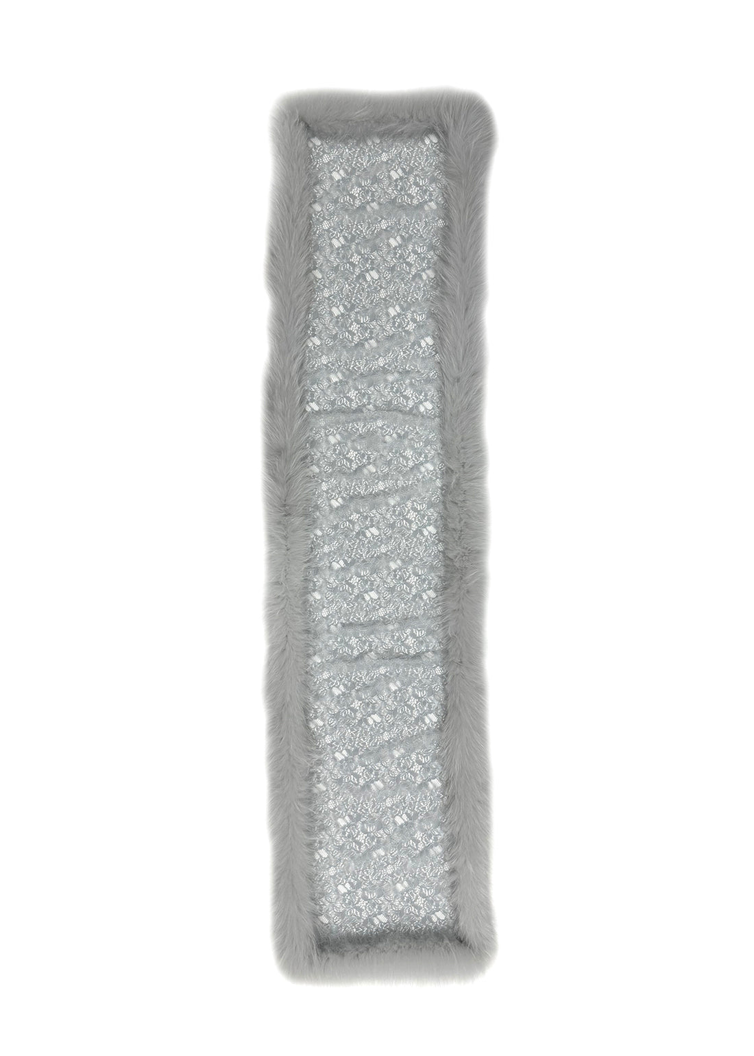 Fox Fur Trim Lace Stole - GREY