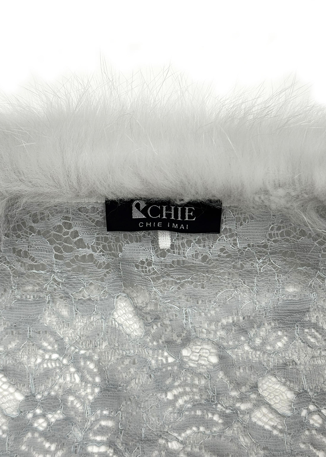 Fox Fur Trim Lace Stole - GREY