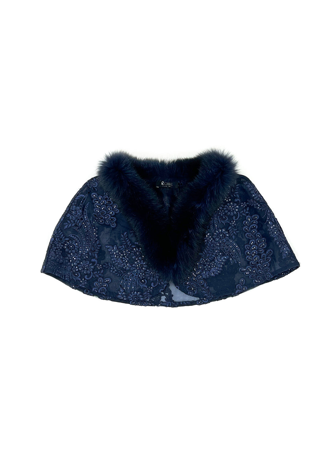 Fox Fur Collar & Trim Two Piece Lace Dress