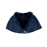 Fox Fur Collar & Trim Two Piece Lace Dress