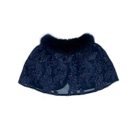 Fox Fur Collar & Trim Two Piece Lace Dress