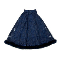Fox Fur Collar & Trim Two Piece Lace Dress