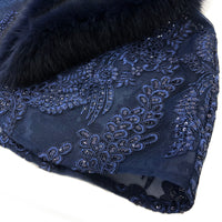 Fox Fur Collar & Trim Two Piece Lace Dress