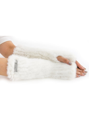 Knit Arm Warmers - White