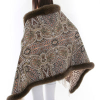 Fox Fur Trim Cashmere Stole