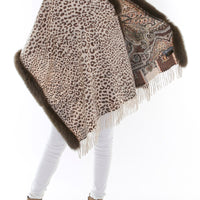 Fox Fur Trim Cashmere Stole