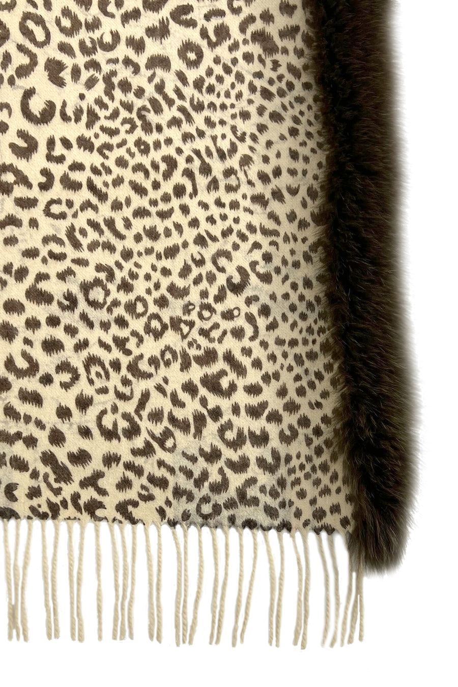 Fox Fur Trim Cashmere Stole