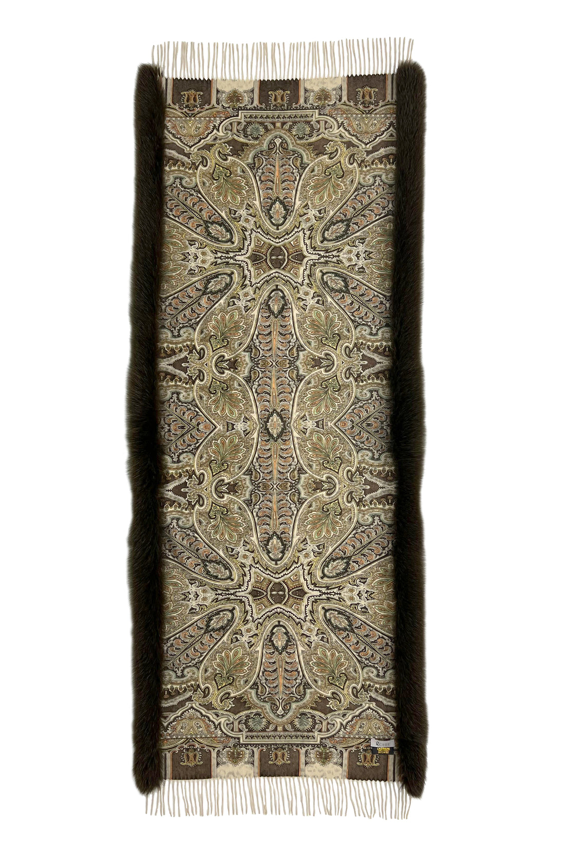 Fox Fur Trim Cashmere Stole