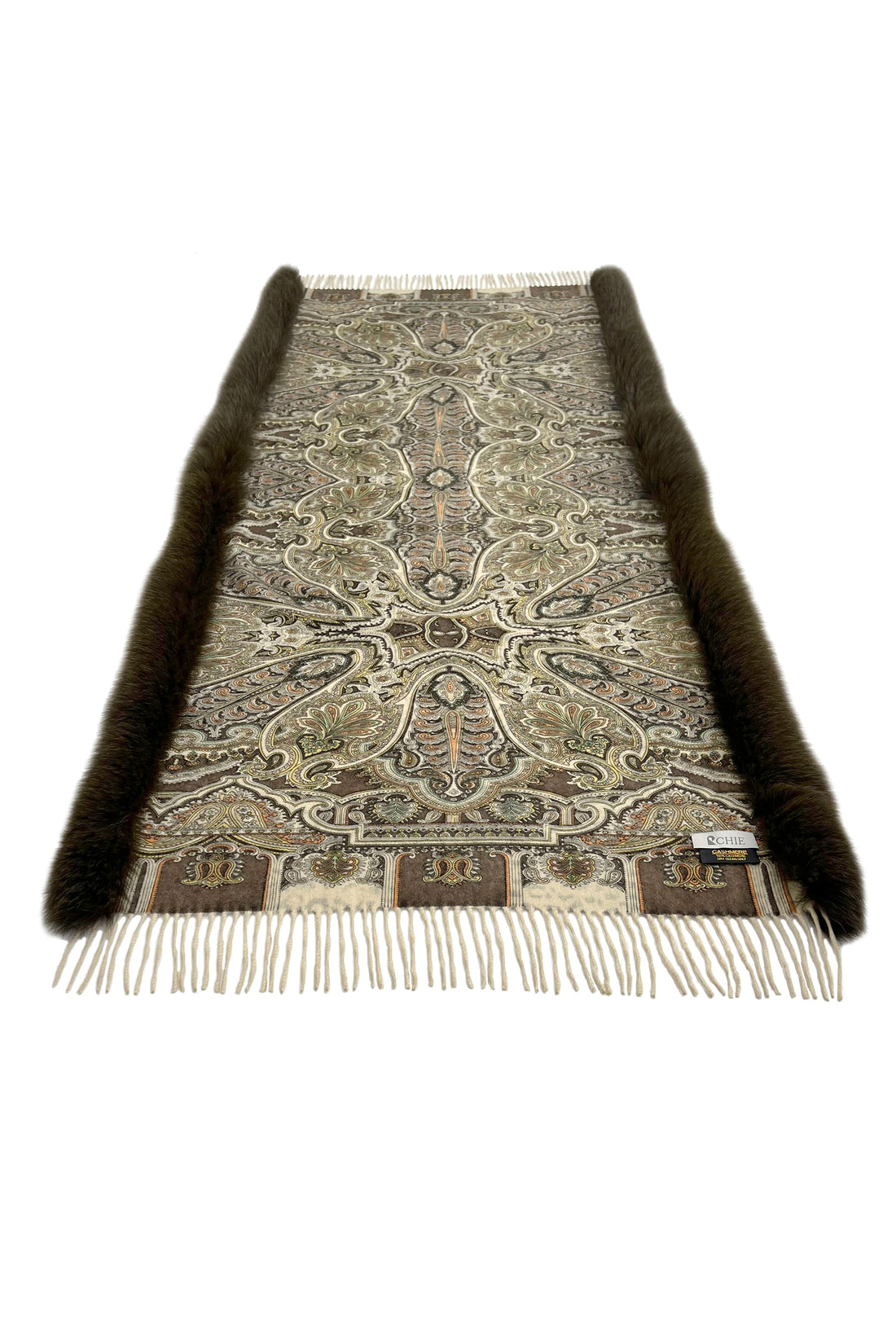 Fox Fur Trim Cashmere Stole