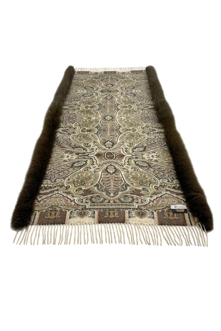 Fox Fur Trim Cashmere Stole