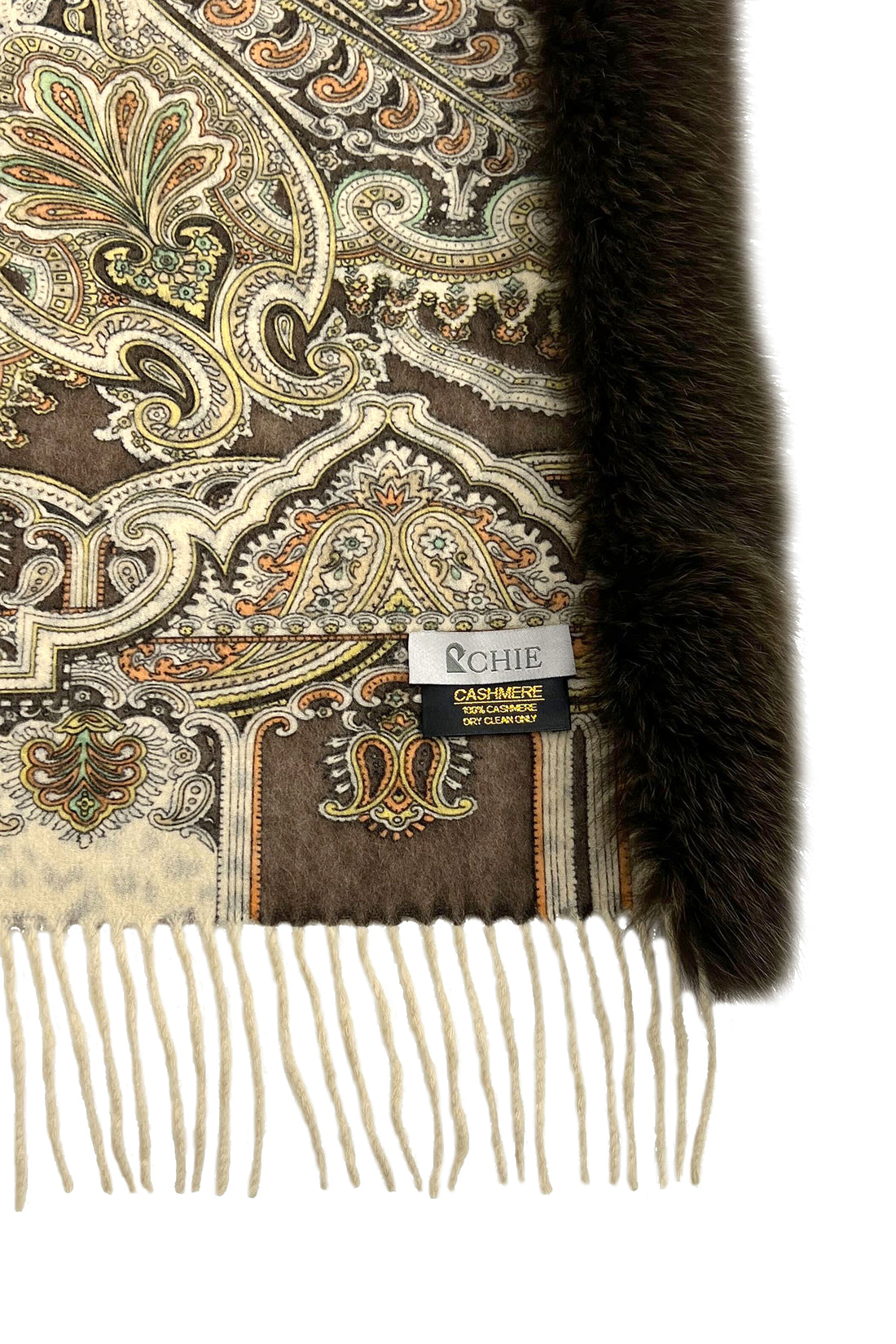 Fox Fur Trim Cashmere Stole
