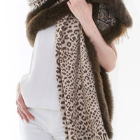 Fox Fur Trim Cashmere Stole