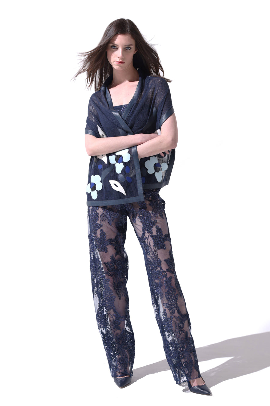 MESH de CHIE Cotton Mesh Stole - Navy Blue x Light Blue