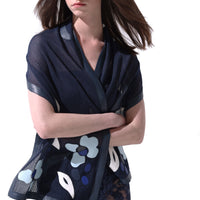 MESH de CHIE Cotton Mesh Stole - Navy Blue x Light Blue