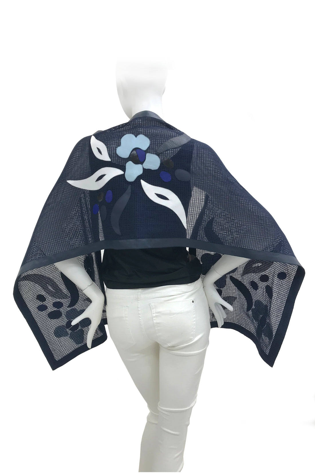 MESH de CHIE Cotton Mesh Stole - Navy Blue x Light Blue