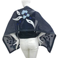 MESH de CHIE Cotton Mesh Stole - Navy Blue x Light Blue