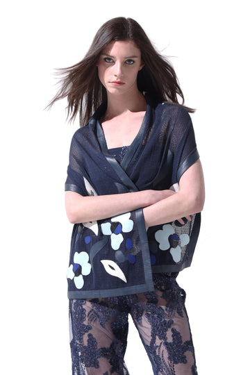 MESH de CHIE Cotton Mesh Stole - Navy Blue x Light Blue