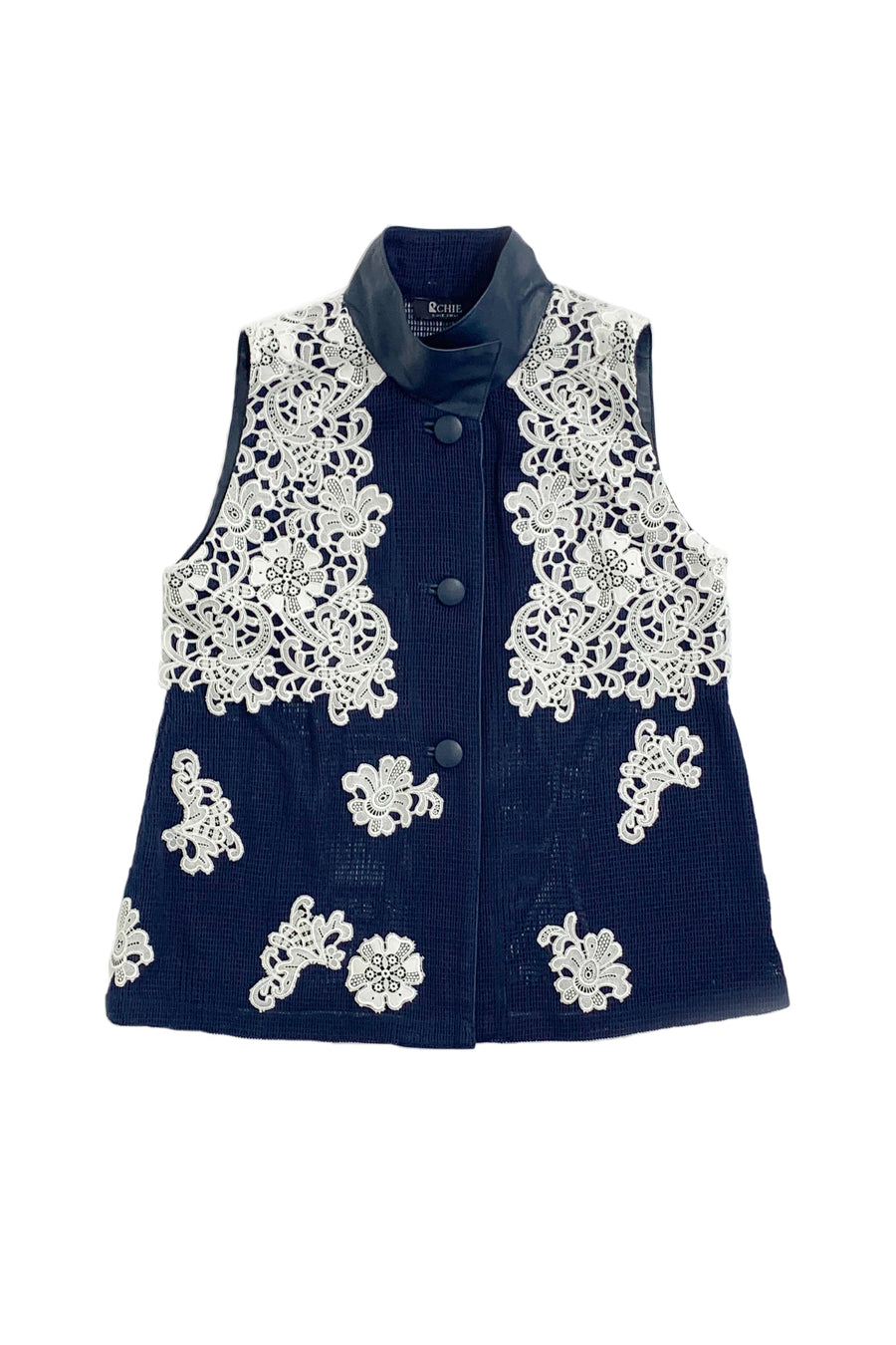  MESH de CHIE Cotton Mesh Stand Collar Vest