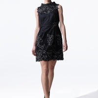 Lace Trim Mini Dress - Black Sapphire