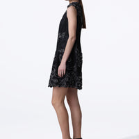 Lace Trim Mini Dress - Black Sapphire