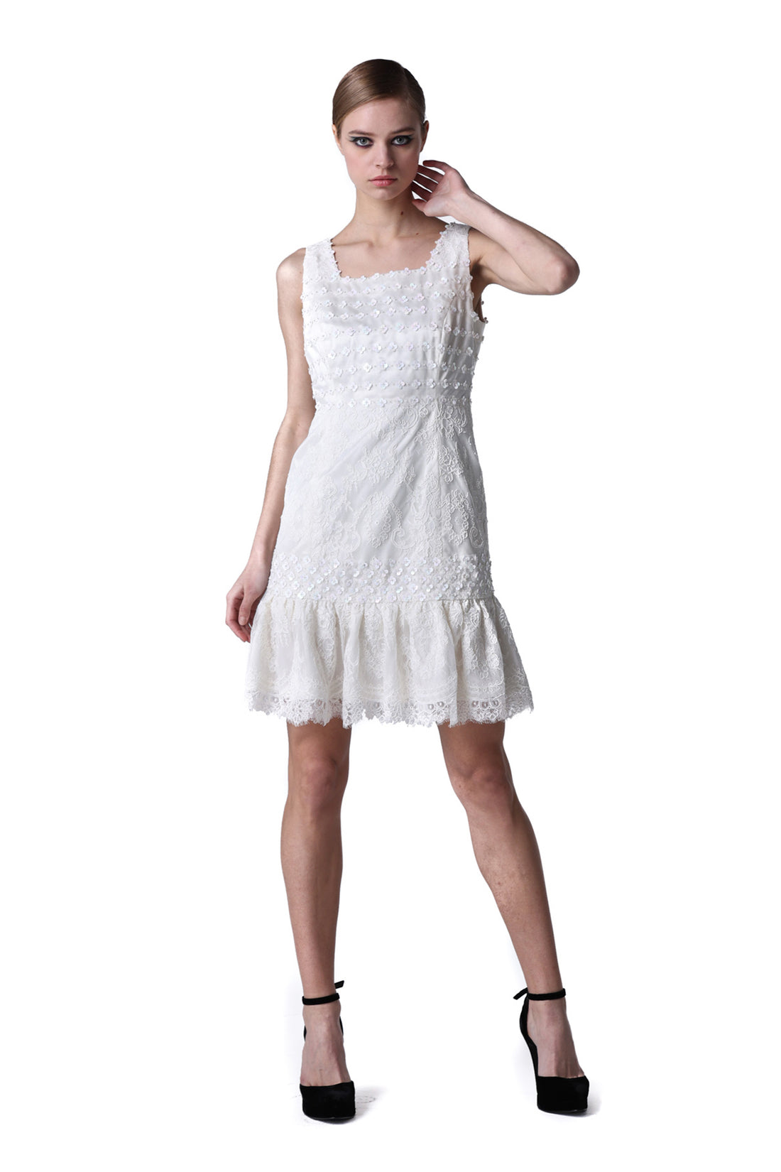 Floral Sequins Tank Dress