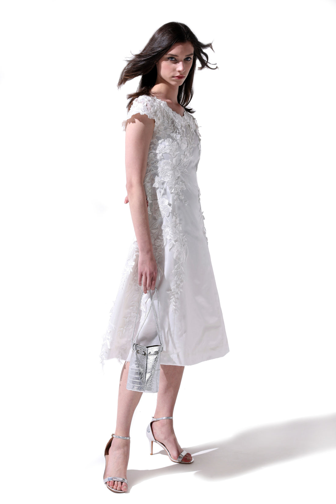 Mi-Mollet Length Embroidery Lace Dress