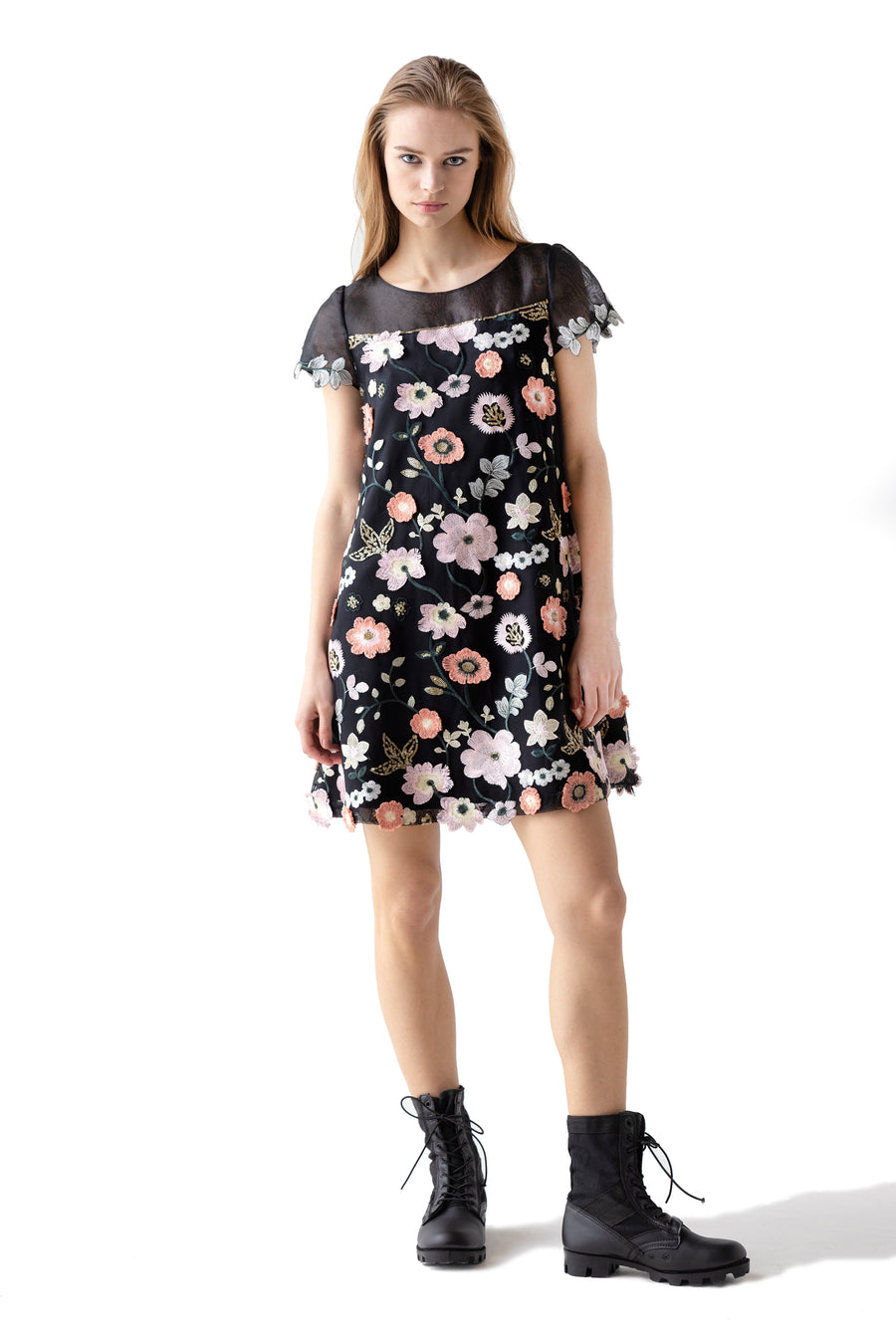 Floral A-line Lace Dress