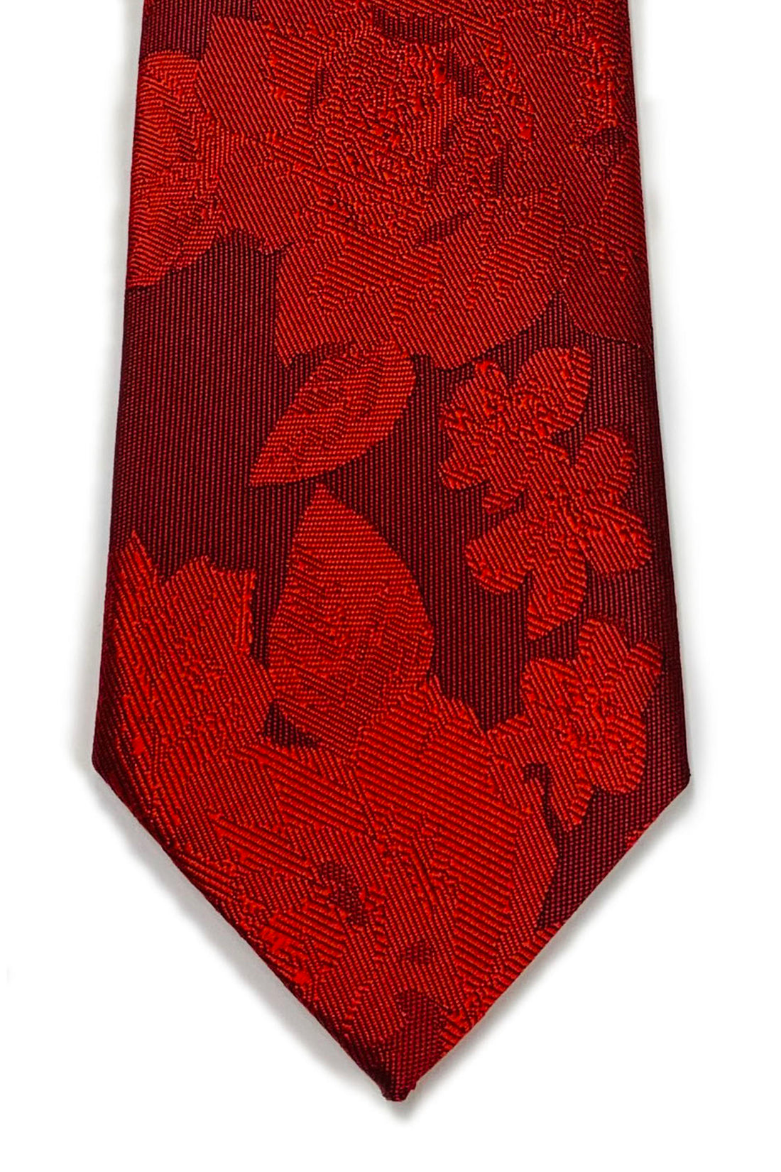 Hakata Weave Silver Sword Slim Tie - RED ROSE