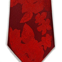 Hakata Weave Silver Sword Slim Tie - RED ROSE