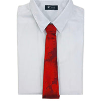Hakata Weave Silver Sword Slim Tie - RED ROSE