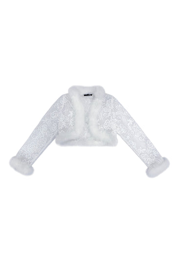 CHIE IMAI Fox Fur-Trim Lace Bolero